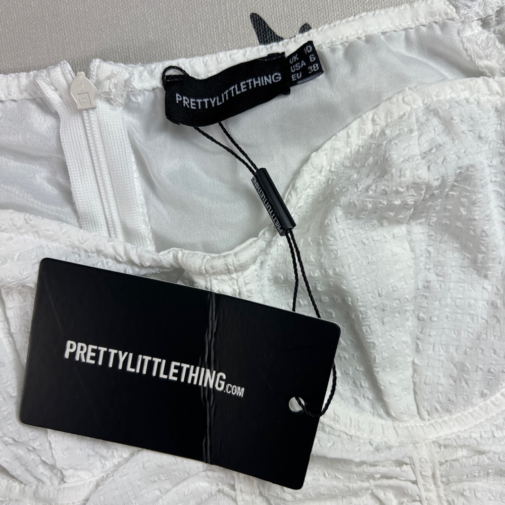 PrettyLittleThing Ruffled White Dress - Picture 3 of 3